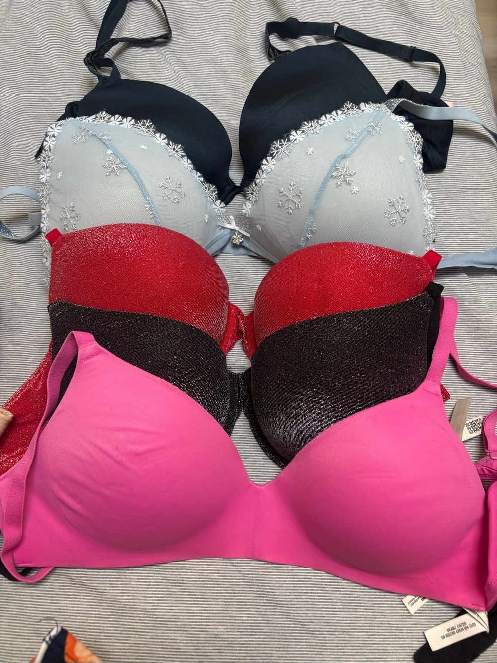 Victoria's Secret Pink, Red, Black and Light Blue Mixed Bra Set